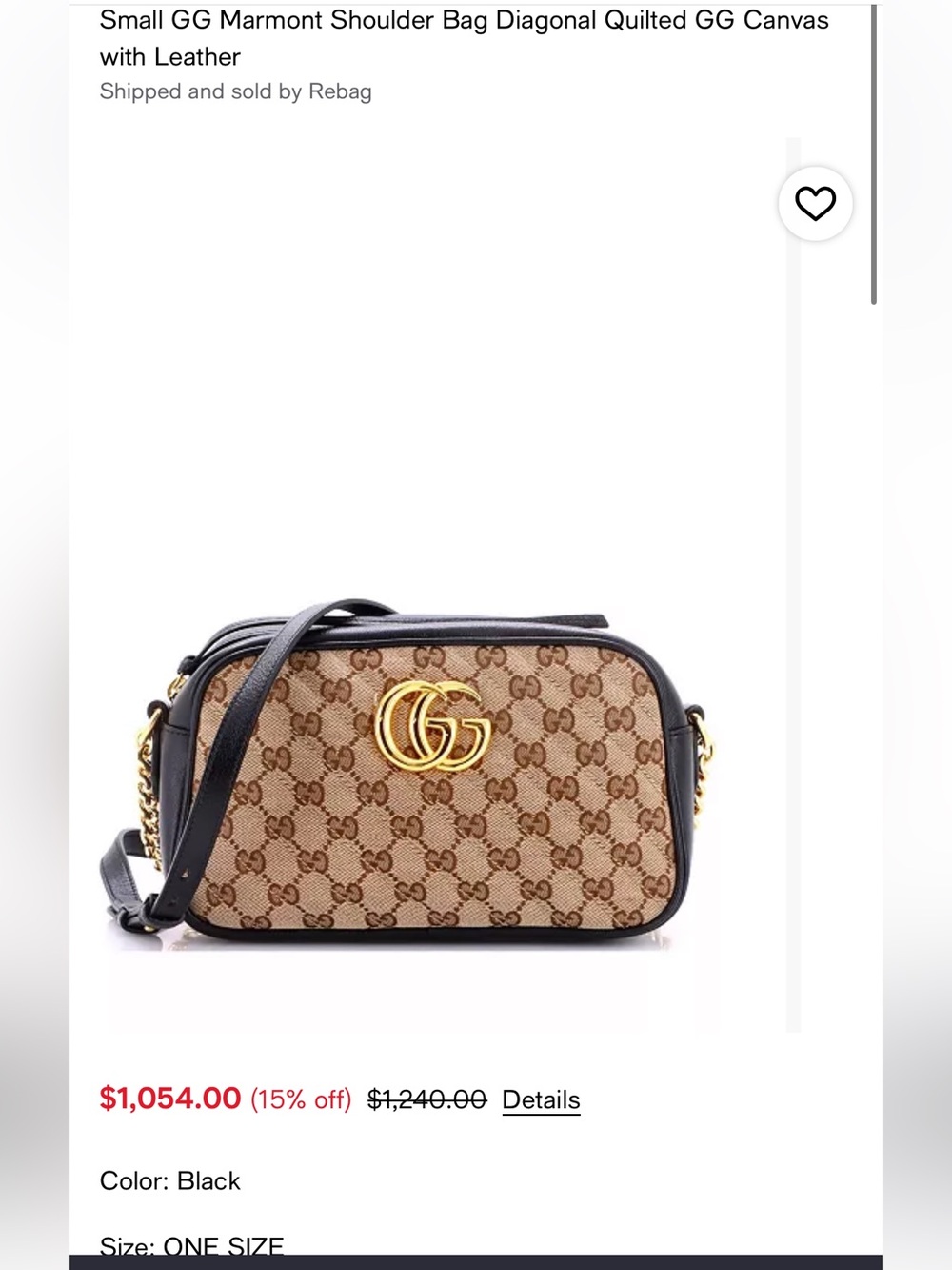 REAL Gucci Beige GG Canvas Crossbody with Black Trim and Gold Hardware